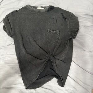 Free People Black Short Sleeve Tee